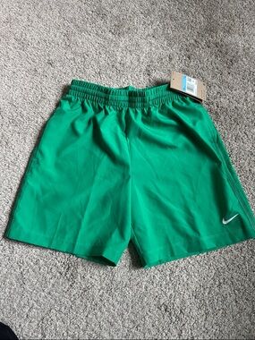 Nike Green Performance Shorts with White Swoosh